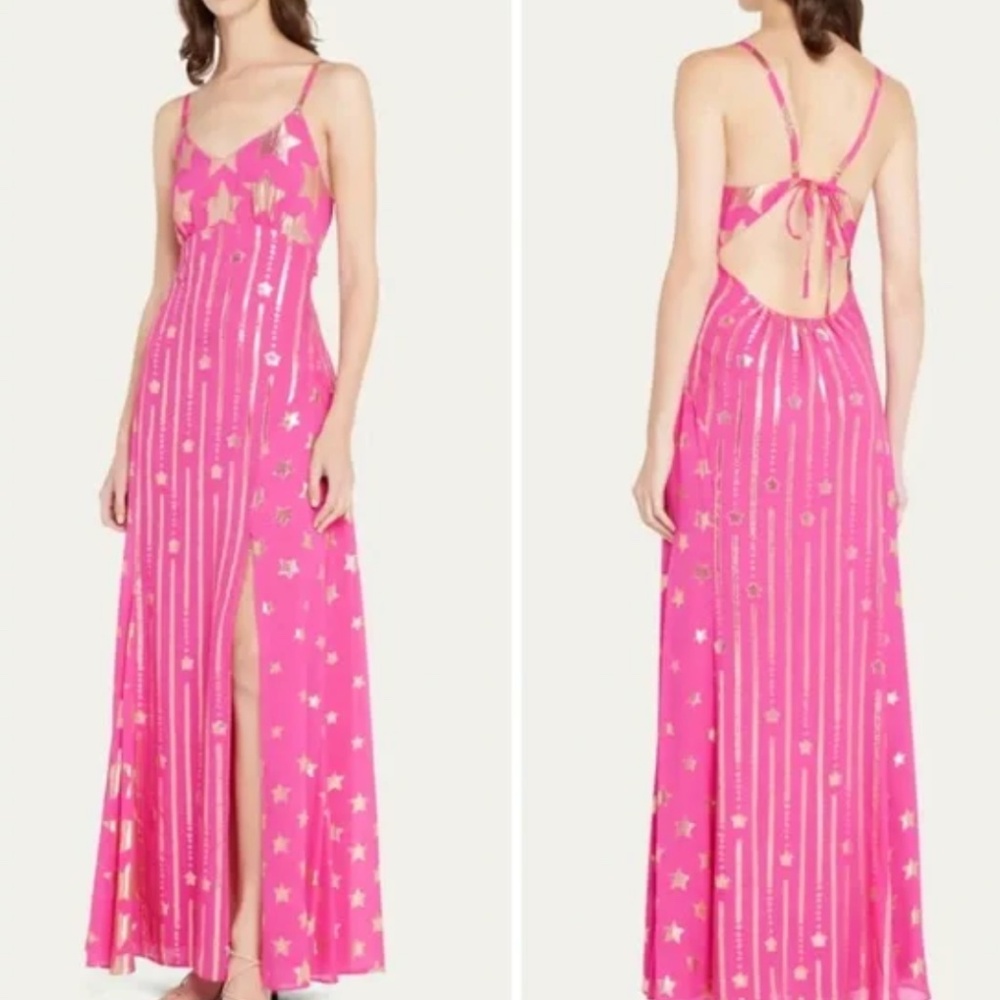 LOVESHACKFANCY METALLIC SHINE STAR MAXI DRESS